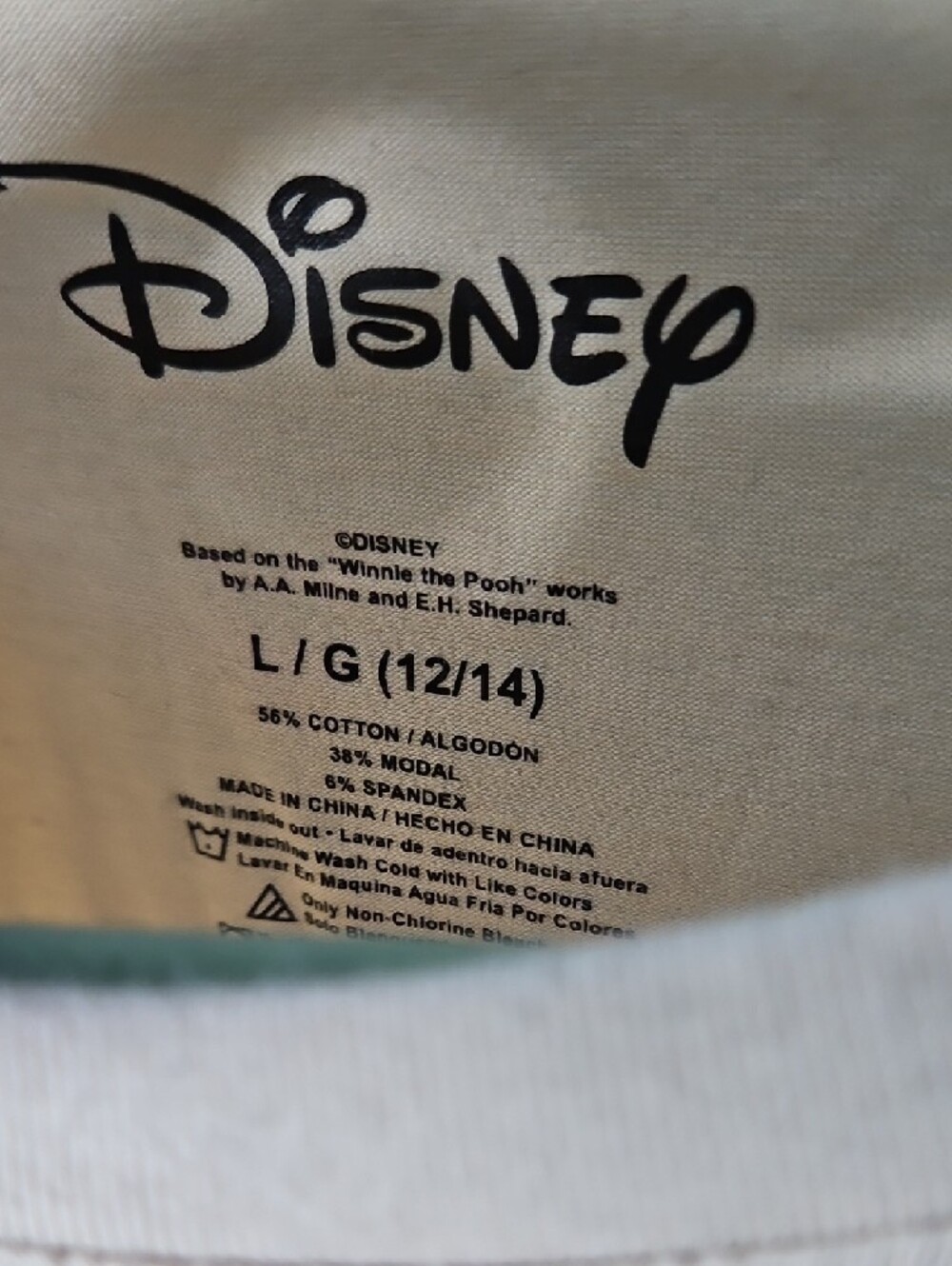 Disney Winnie the Pooh Pale Yellow Tee with Pink Accent Large - Picture 2 of 9
